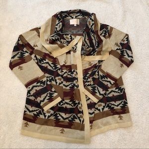 Open front cardigan in Aztec pattern